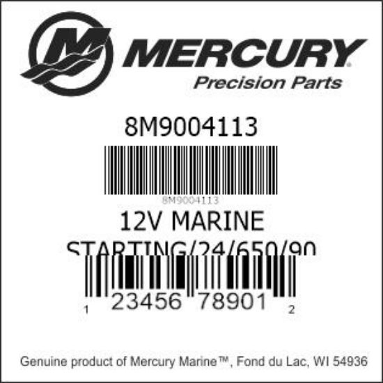 Bar codes for Mercury Marine part number 8M9004113
