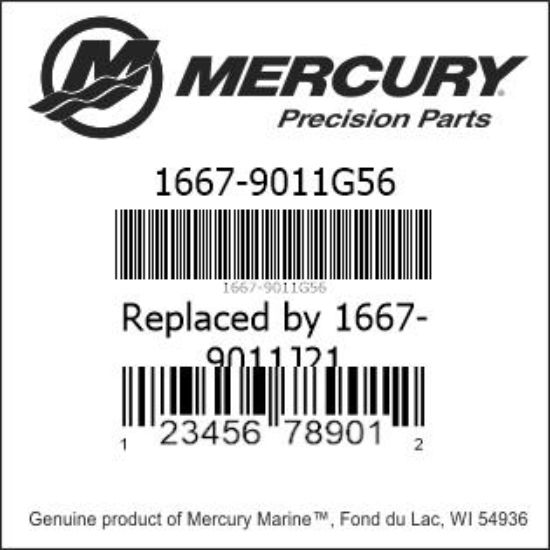 Bar codes for Mercury Marine part number 1667-9011G56