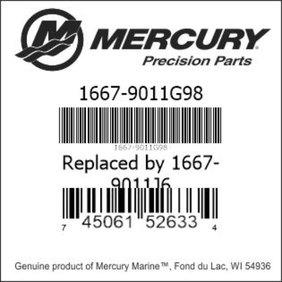 Bar codes for Mercury Marine part number 1667-9011G98
