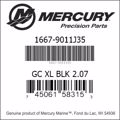 Bar codes for Mercury Marine part number 1667-9011J35