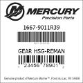 Bar codes for Mercury Marine part number 1667-9011R39