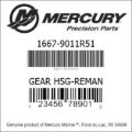 Bar codes for Mercury Marine part number 1667-9011R51