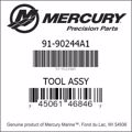 Bar codes for Mercury Marine part number 91-90244A1