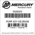 Bar codes for Mercury Marine part number 90265A5