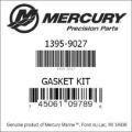 Bar codes for Mercury Marine part number 1395-9027