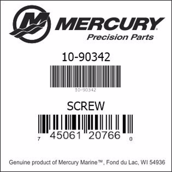 Bar codes for Mercury Marine part number 10-90342
