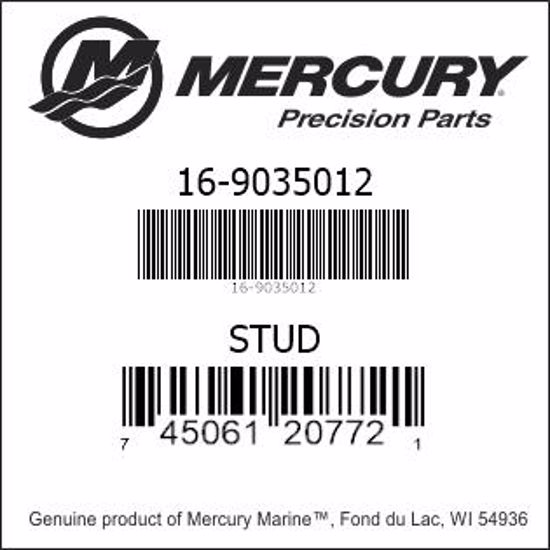 Bar codes for Mercury Marine part number 16-9035012