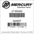 Bar codes for Mercury Marine part number 27-904301