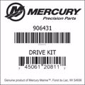 Bar codes for Mercury Marine part number 906431