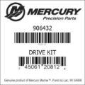 Bar codes for Mercury Marine part number 906432