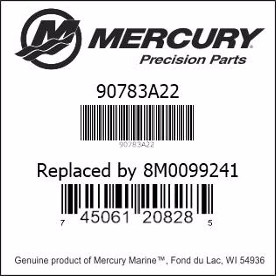Bar codes for Mercury Marine part number 90783A22