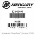 Bar codes for Mercury Marine part number 32-90949T