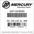 Bar codes for Mercury Marine part number 1647-9148R85