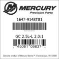 Bar codes for Mercury Marine part number 1647-9148T81