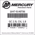 Bar codes for Mercury Marine part number 1647-9148T86