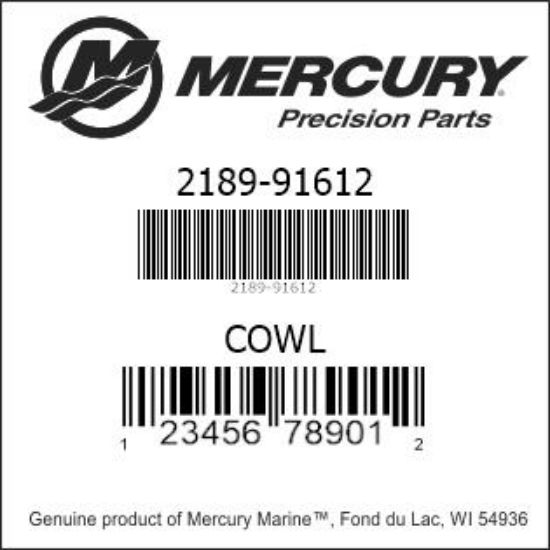 Bar codes for Mercury Marine part number 2189-91612