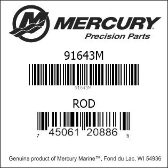 Bar codes for Mercury Marine part number 91643M