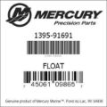 Bar codes for Mercury Marine part number 1395-91691