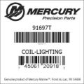 Bar codes for Mercury Marine part number 91697T