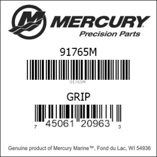 Bar codes for Mercury Marine part number 91765M