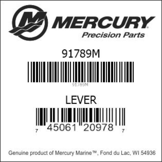 Bar codes for Mercury Marine part number 91789M