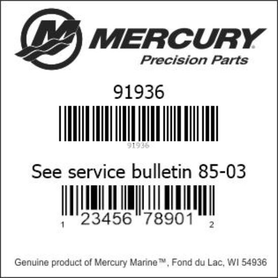 Bar codes for Mercury Marine part number 91936
