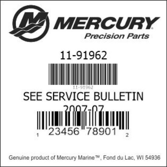 Bar codes for Mercury Marine part number 11-91962