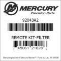 Bar codes for Mercury Marine part number 92043A2