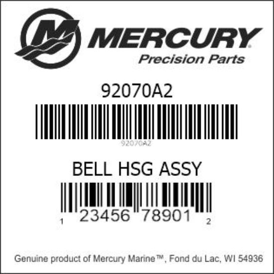 Bar codes for Mercury Marine part number 92070A2