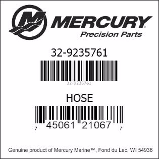 Bar codes for Mercury Marine part number 32-9235761