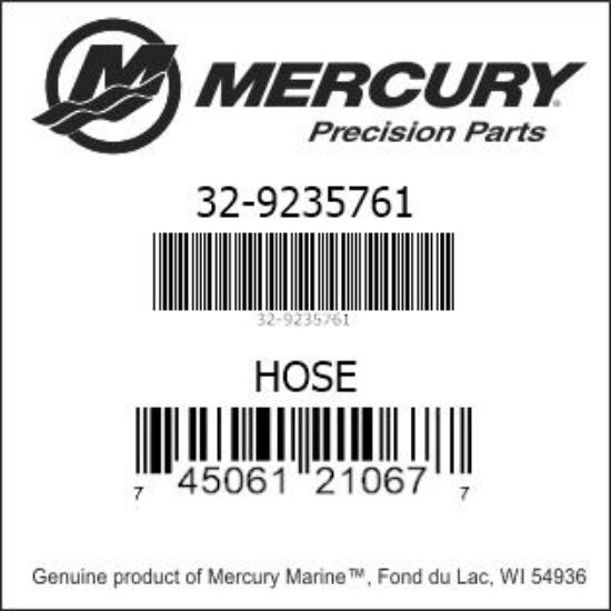 Bar codes for Mercury Marine part number 32-9235761