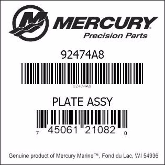 Bar codes for Mercury Marine part number 92474A8