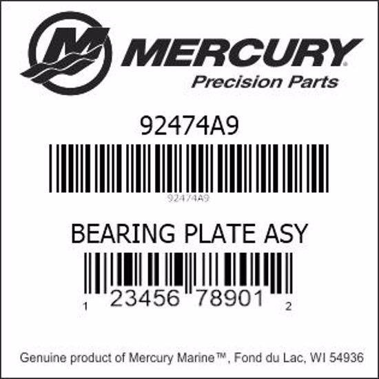 Bar codes for Mercury Marine part number 92474A9