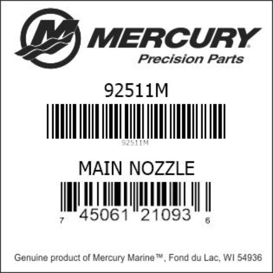 Bar codes for Mercury Marine part number 92511M