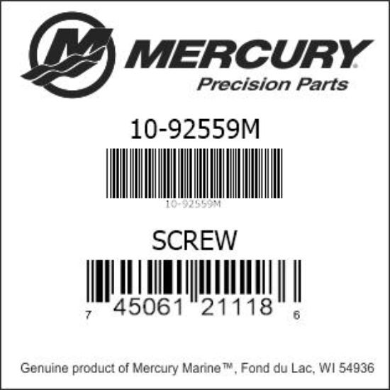 Bar codes for Mercury Marine part number 10-92559M
