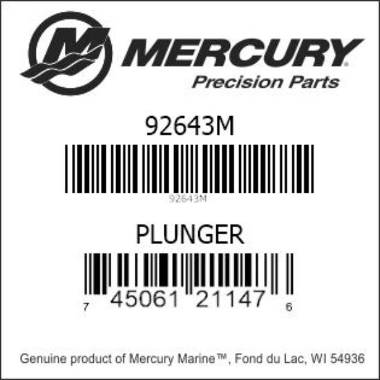 Bar codes for Mercury Marine part number 92643M