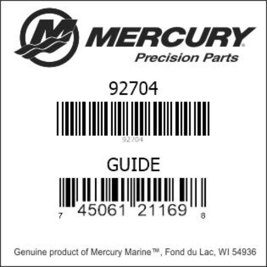 Bar codes for Mercury Marine part number 92704