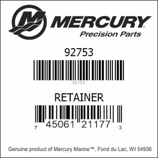 Bar codes for Mercury Marine part number 92753