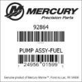 Bar codes for Mercury Marine part number 92864