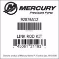 Bar codes for Mercury Marine part number 92876A12