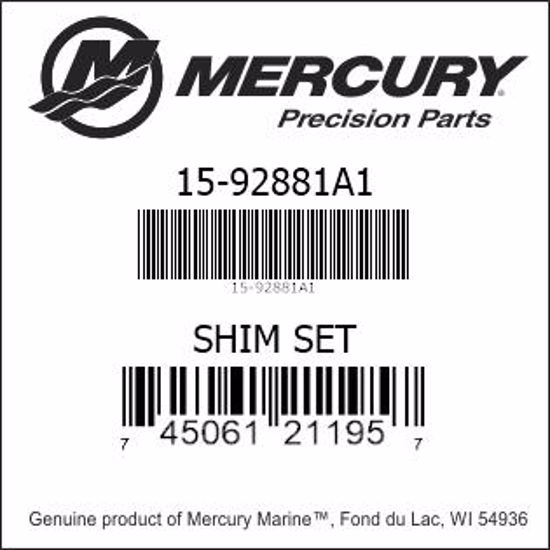 Bar codes for Mercury Marine part number 15-92881A1