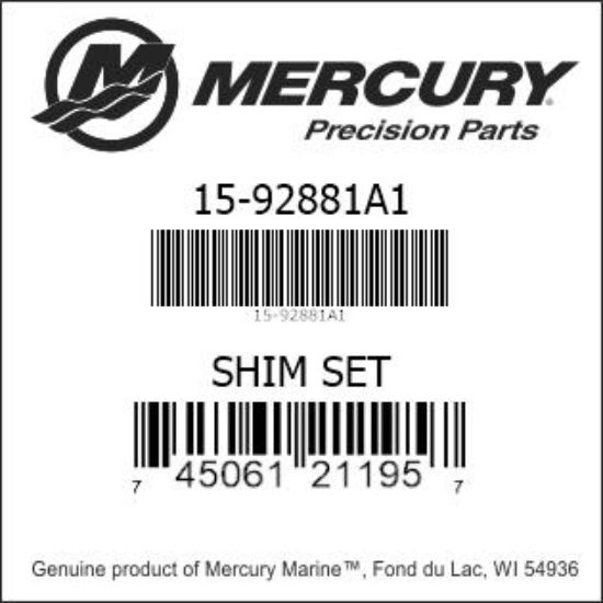 Bar codes for Mercury Marine part number 15-92881A1