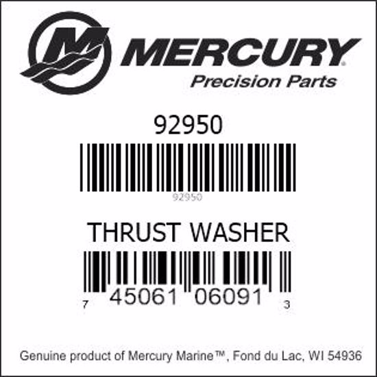 Bar codes for Mercury Marine part number 92950