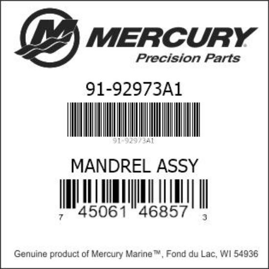 Bar codes for Mercury Marine part number 91-92973A1