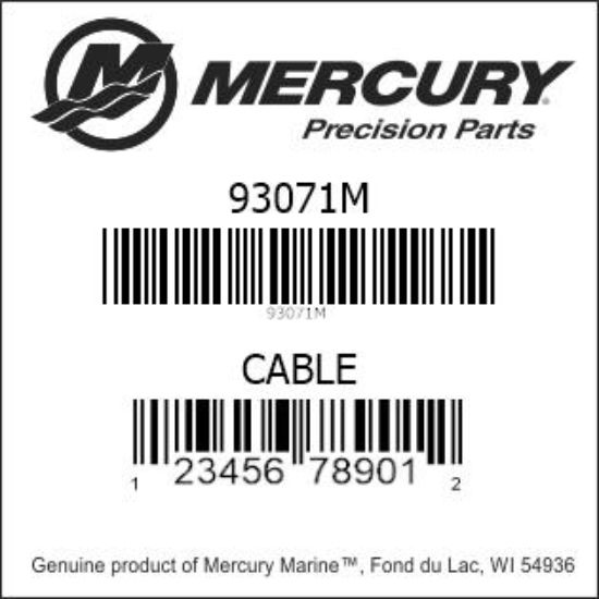 Bar codes for Mercury Marine part number 93071M