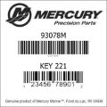 Bar codes for Mercury Marine part number 93078M
