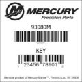 Bar codes for Mercury Marine part number 93080M