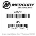 Bar codes for Mercury Marine part number 93094M