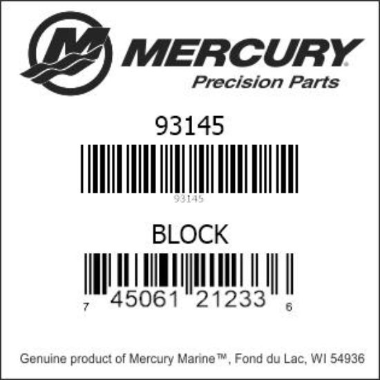 Bar codes for Mercury Marine part number 93145