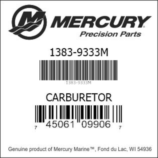 Bar codes for Mercury Marine part number 1383-9333M